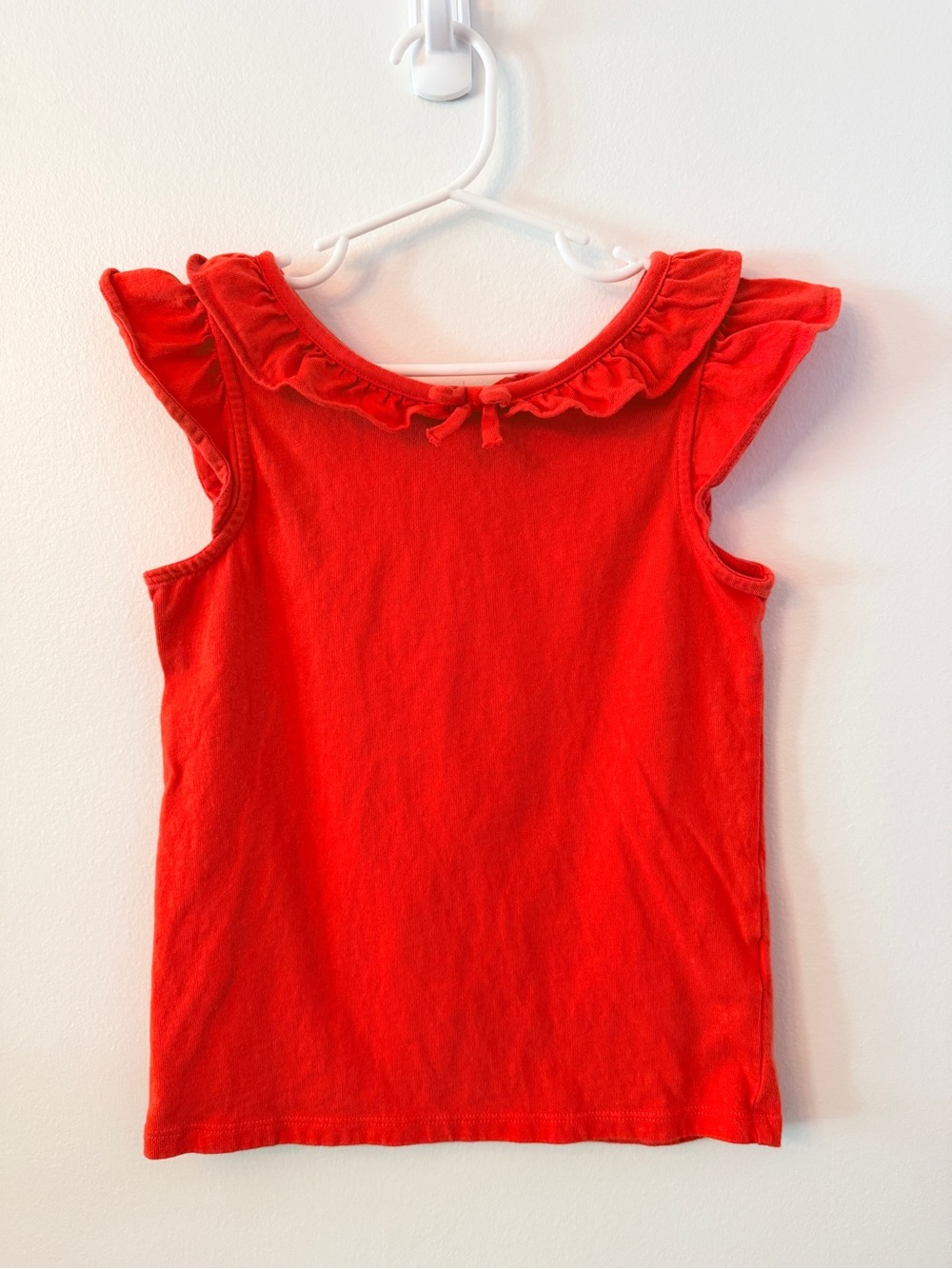 Janie and Jack Girls Red Ruffle Collar Flutter Sleeve Top Size 8